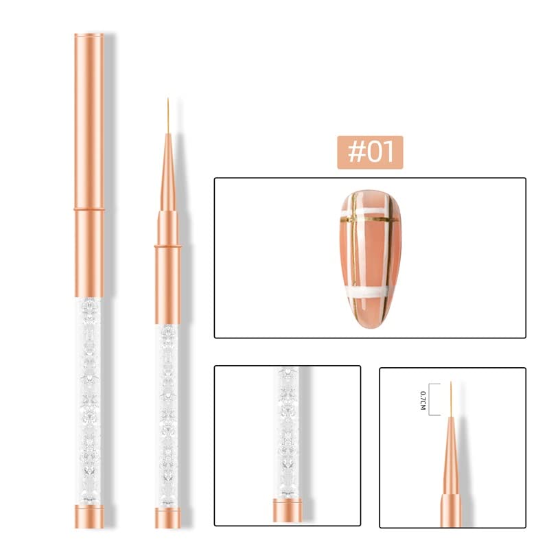 FKSDHDG 11PCS/Set Rose Gold Nail Brush Crystal Electroplated Rod Diamond Double Point Nail Pen Nail Art Tools
