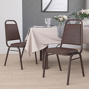 Flash Furniture 4 Pack HERCULES Series Stacking Banquet Chair - Brown Vinyl/Copper Vein Frame