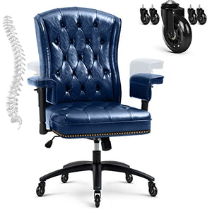 YAMASORO Ergonomic Executive Office Chair with Height-Adjustable Tufted Back, Blue