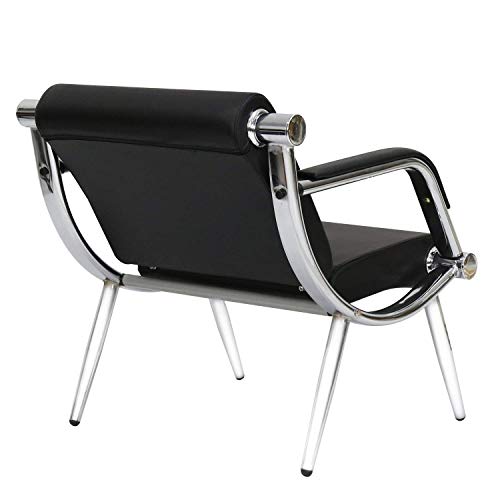Worldrich Office Reception Chairs Waiting Room Chairs for Salon Barber Bench Airport Bank Hall Visitor Guest Black PU Leather 1 Seat Sofa