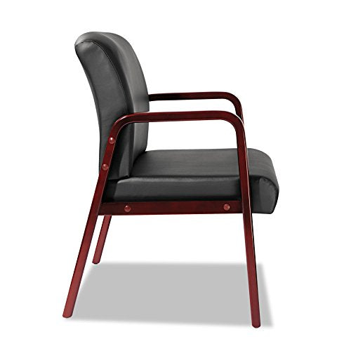 Alera ALERL4319C Reception Lounge Series Guest Chair, Cherry/Black Leather