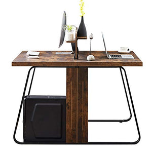 SUFUBAI Industrial Computer Desk, Rustic Study Table Office Desk Workstation Study Writing Desk for Home Office