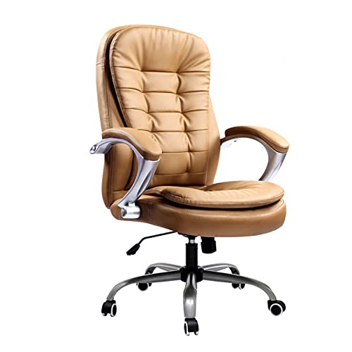 UsmAsk Executive Office Chair - Brown Bonded Leather High-Back Managerial Desk Chair