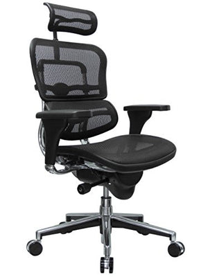 Eurotech Seating Ergohuman GEN2 High Back Black Mesh Office Chair with Lumbar Support, Headrest, Seat Slider, Armrests, Height Adjustment
