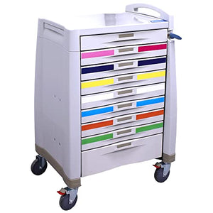 DiaMedical USA Premium Pediatric Crash Cart - Lightweight Steel Frame, Locking Drawers, Braking Casters