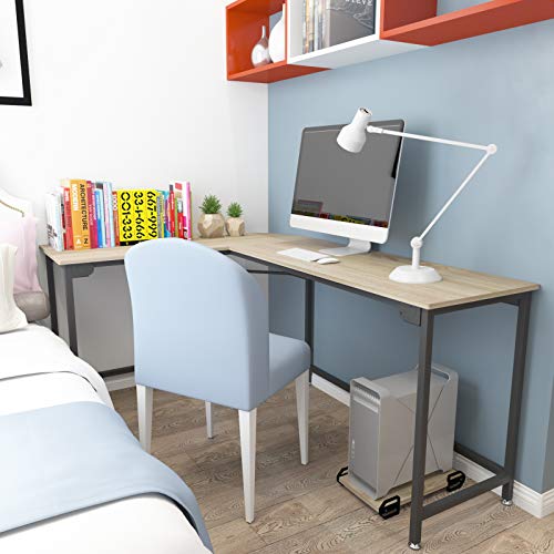 Teraves Modern L-Shaped Desk Corner Computer Desk Home Office Study Workstation Wood & Steel PC Laptop Gaming Table