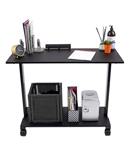 Stand Up Desk Store Two Level Rolling Printer Stand/Desk Shelf | Increase Usable Desk Space While Making Room for a Printer and Supplies (42", Black)