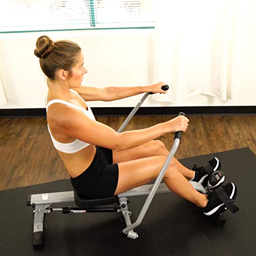 Sunny Health & Fitness SF-RW5639 Full Motion Rowing Machine Rower w/ 350 lb Weight Capacity and LCD Monitor