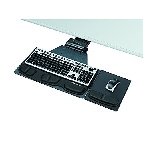 Fellowes 8035901 Professional Corner Executive Keyboard Tray, 19w x 14-3/4d, Black