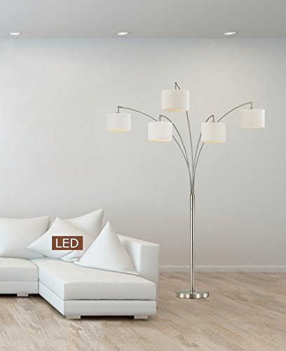 Artiva USA LED602805FSN 83" LED Arched Floor Lamp with Dimmer 5000 Lumens, 83 inches, Brushed Nickel