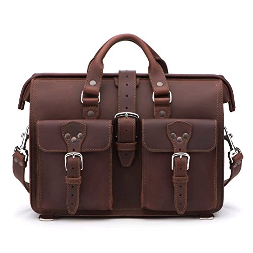 Saddleback Leather Co. Flight Bag 15-inch Full Grain Leather Expandable Laptop Briefcase for Men Includes 100 Year Warranty