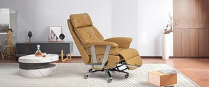 Kinnls Freya Power Recliner Chair with Footrest - Genuine Leather - Khaki