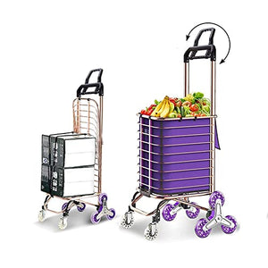 NeAFP Large Folding Shopping Cart with Swivel Wheels and Stair Climbing Feature