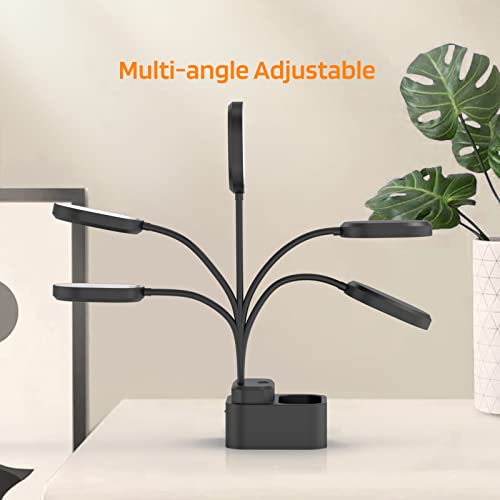 Desk Lamp for Office Computer Desktop Black Rechargeable Gooseneck with Pen Holder