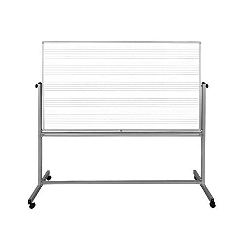Luxor 72"W x 48"H Mobile Reversible Style Music Notation Whiteboard and Dry Erase Board