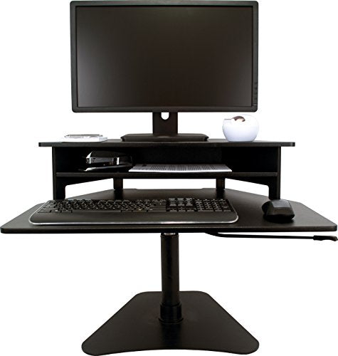 Victor DC200 Adjustable Standing Desk Converter, Transforms Any Sit Down Desk Into A Stand Up Desk, Does Not Lower to Sitting Position, Black