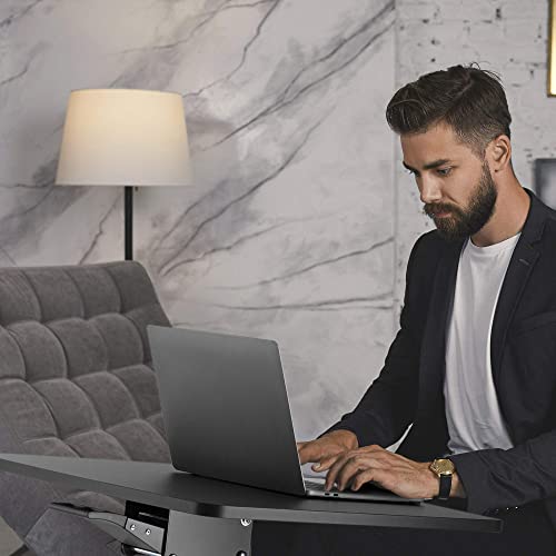 AVLT Height Adjustable Mobile Workstation with Tilting Desk - Pneumatic Standing Desk Cart