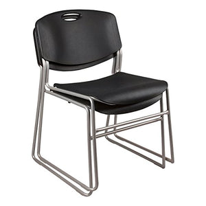 Norwood Commercial Furniture Heavy-Duty Plastic Stacking Chairs, Set of 4, Charcoal