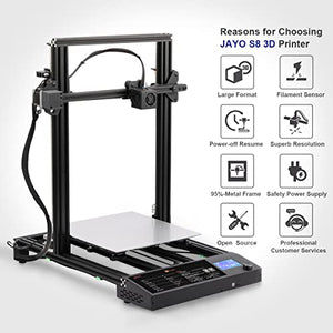 JAYO S8 3D Printer, 310X310X400mm Printing Size, 3D Printer with Removable Build Surface Plate, Resume Printing Function Compatible with 3D Filament (Renewed)