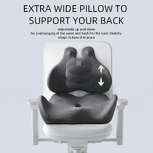 LSTQPK Office Chair Cushion - Memory Foam, Adjustable Support, Gray