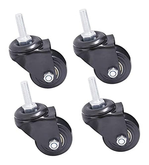 IkiCk 2 Inch Stem Casters M10 Thread Bolt PU Universal Swivel Furniture Trolley Casters with Brake - Gray/Grey (Size: 2/4)