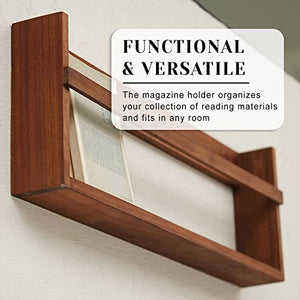 ROYUMI 47" Red-Brown Brochure Holder Rack, Wall Mount Display Stand for Magazines, Books, Newspapers