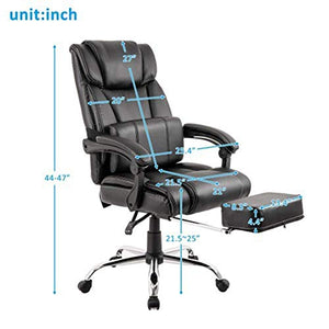 CBLdF Office Chair Pu Leather Double Padded Support with Footrest Seat Cushion