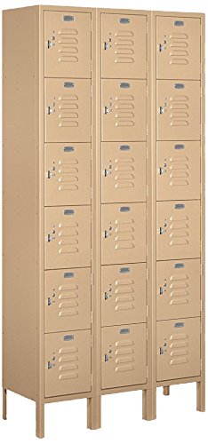 Salsbury Industries 66362TN-U Six Tier Box Style 36-Inch Wide 6-Feet High 12-Inch Deep Unassembled Standard Metal Locker, Tan Brown