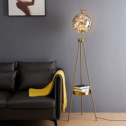 LED Glass Floor Lamp Personality Round Ball Tripod Storage Standing