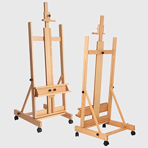 Studio Easel Canvas Display Stand Large Beech Multifunction Profession Studio Easel Indoor Canvas Ad Display Stand with Wheel Artist Storage Painting Easel