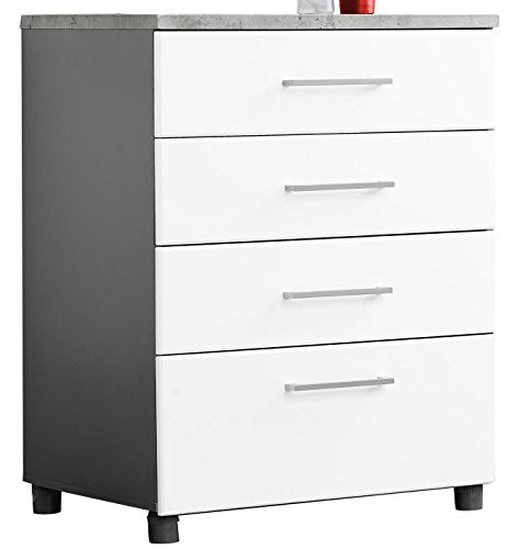 SystemBuild 7472403COM Latitude 4 Door Base Cabinet 4 Drawer, White