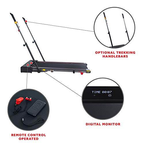 Sunny Health & Fitness Slim Folding Treadmill Trekpad with Arm Exercisers - SF-T7971, Black