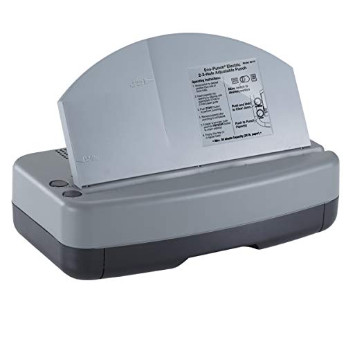 Officemate Electric 2-3 Hole Adjustable Eco-Punch, 30% Recycled, Black/Gray/Green