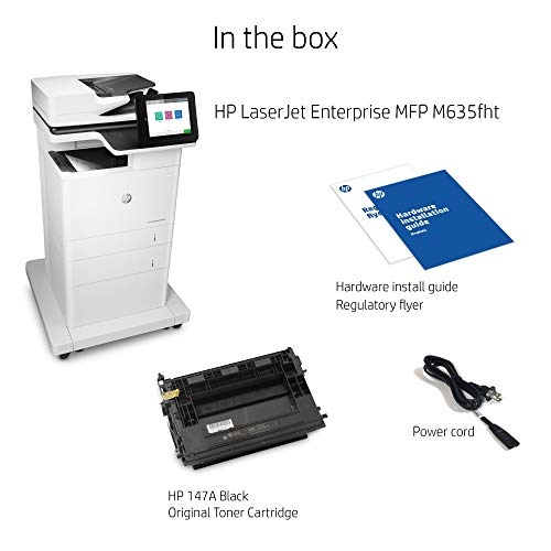 HP LaserJet Enterprise MFP M635fht Monochrome Multifunction Printer with Extra Paper Tray and Wheeled Stand (7PS98A)