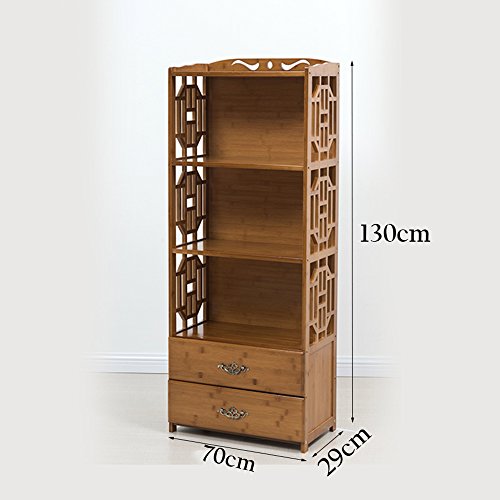 Bookshelf Feifei Bookcase Floorstanding 4 Layers Bamboo Art with Drawers Combination Shelves (Size : 7029130cm)