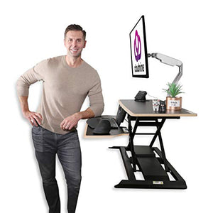 Cloud Nine Shift Desk – 36” Electric Height Adjustable Desk Converter – Sit to Stand Desktop Converter - Electric Standing Desk Converter - Fits Dual Monitors (Black)