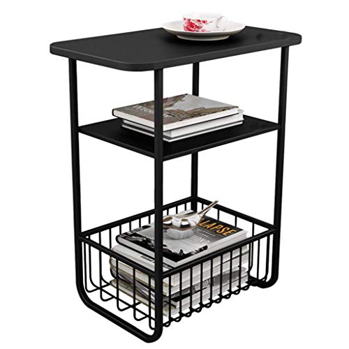 Zenglingliang Desktop Bookshelf Floor Side Bookshelf, Modern Wrought Iron Bedside Cabinet Storage Rack - Color A