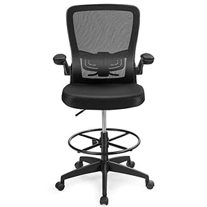 GaRcan Drafting Chair Tall Office Chair Adjustable Height w/Lumbar Support Flip Up Arms