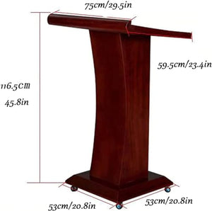 CAMBOS Lectern Podium Stand with Casters and Storage - Modern Wheeled Lectern