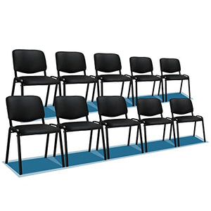 VINGLI Stackable Waiting Room Chairs, 10-Pack PU Church Conference Office Guest Reception Stacking Chairs