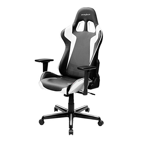 DXRacer FH00/NW Black White Racing Bucket Seat Office Chair Gaming Ergonomic with Lumbar Support