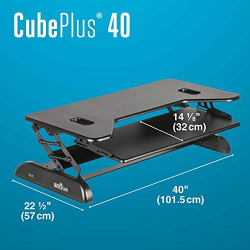 VARIDESK - Height Adjustable Standing Desk Converter - Stand Up Desk for Dual Monitors and Cubicles - Cube Plus 40