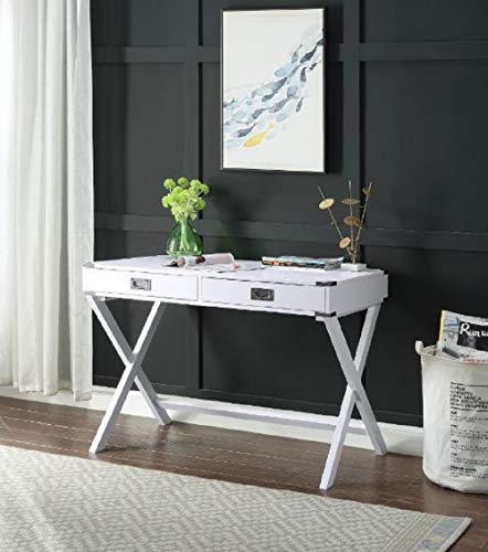 GYCHEE Rectangular Writing Desk for Home Office, Laptop PC Table Workstation with 2 Storage Drawers, Modern Office Desk with Crossing X Base, Computer Desk, Makeup Vanity Table,42" L x 24" W x 30" H