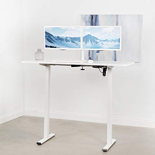 VIVO Electric Stand Up Desk Frame, DIY Workstation, Frame Only, Single Motor Ergonomic Standing Height Adjustable Base with Memory Controller, White, DESK-E-100W