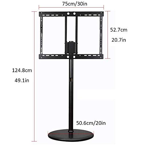 YokIma Swivel TV Floor Stand for 70-120" TVs, Black Stainless Steel Cabinets, Height Adjustable - Max Vesa 1200x600mm