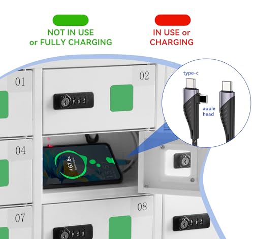 Bpatoimsx Cell Phone Steel Locker with Charging Station - White, 12 Slots