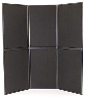 Displays2go Portable Display Panel System, Includes 6 Show Panels, Folding Design, Hook & Loop-Receptive Fabric – Black (T6PNLBK)