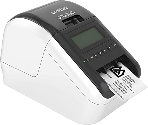 Brother QL-820NWB Professional Label Printer, White - WiFi, Ethernet, Bluetooth - 110 Labels/Min, 300 x 600 dpi, Auto Cut