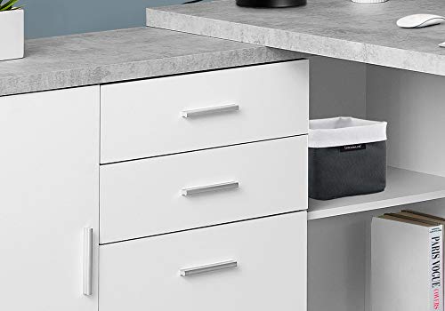 Monarch Specialties Computer Desk - 60"L White / Cement-Look Left/Right Face