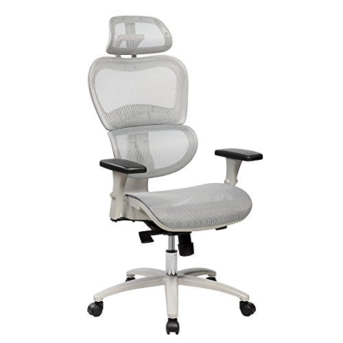 Techni Mobili High Back Mesh Office Executive Chair with Neck Support. Color: Grey